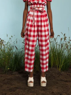 Sister Jane Combine Gingham Belted Trousers | Women Bottoms