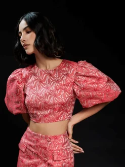 Sister Jane Ghospell Alba Jacquard Crop Top | Women Tops | Ghospell
