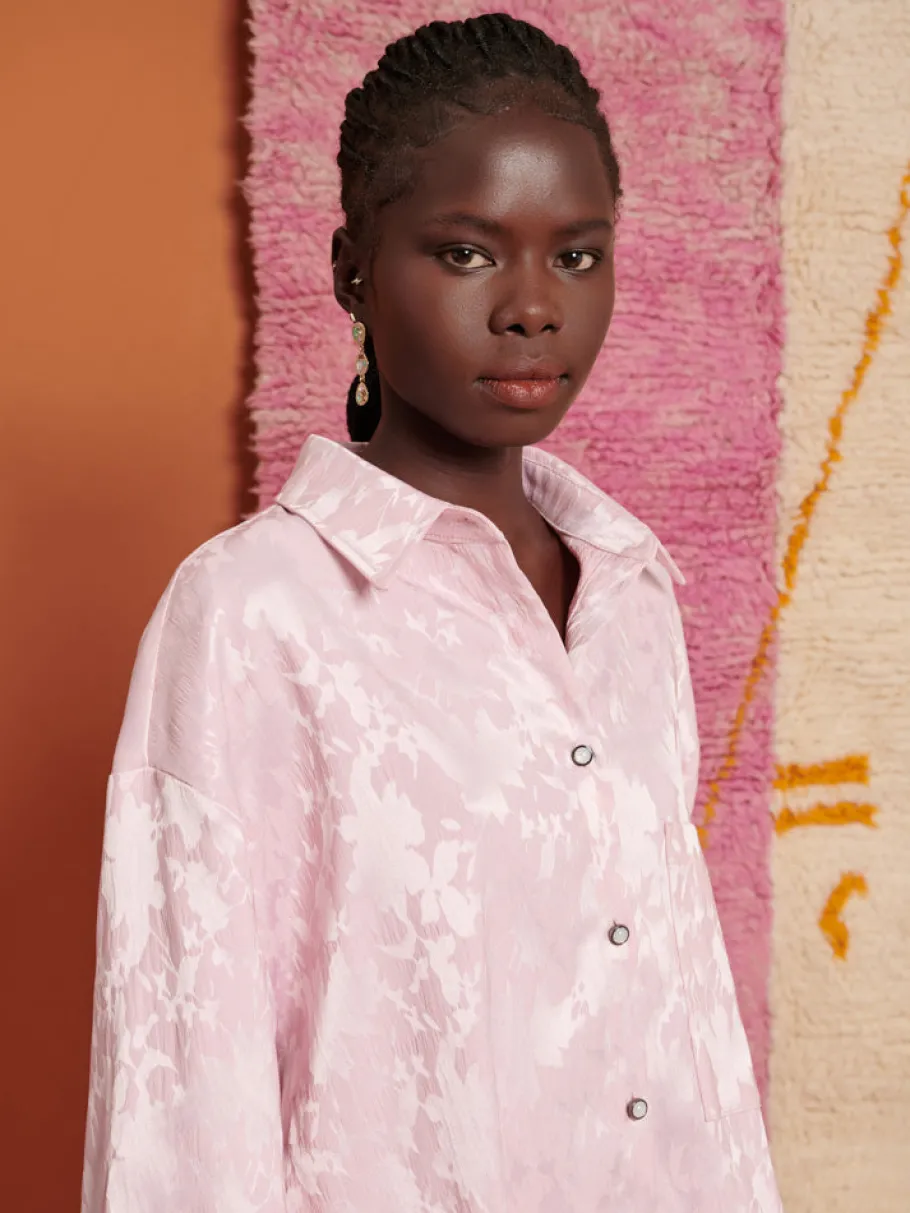 Sister Jane Ghospell Mariam Jacquard Oversized Shirt | Women Tops | Ghospell