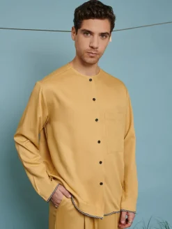 Sister Jane Marco Trim Detail Collarless Shirt | Women Tops | Shirts