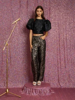Sister Jane Rhythm Rose Jacquard Trousers | Women Bottoms
