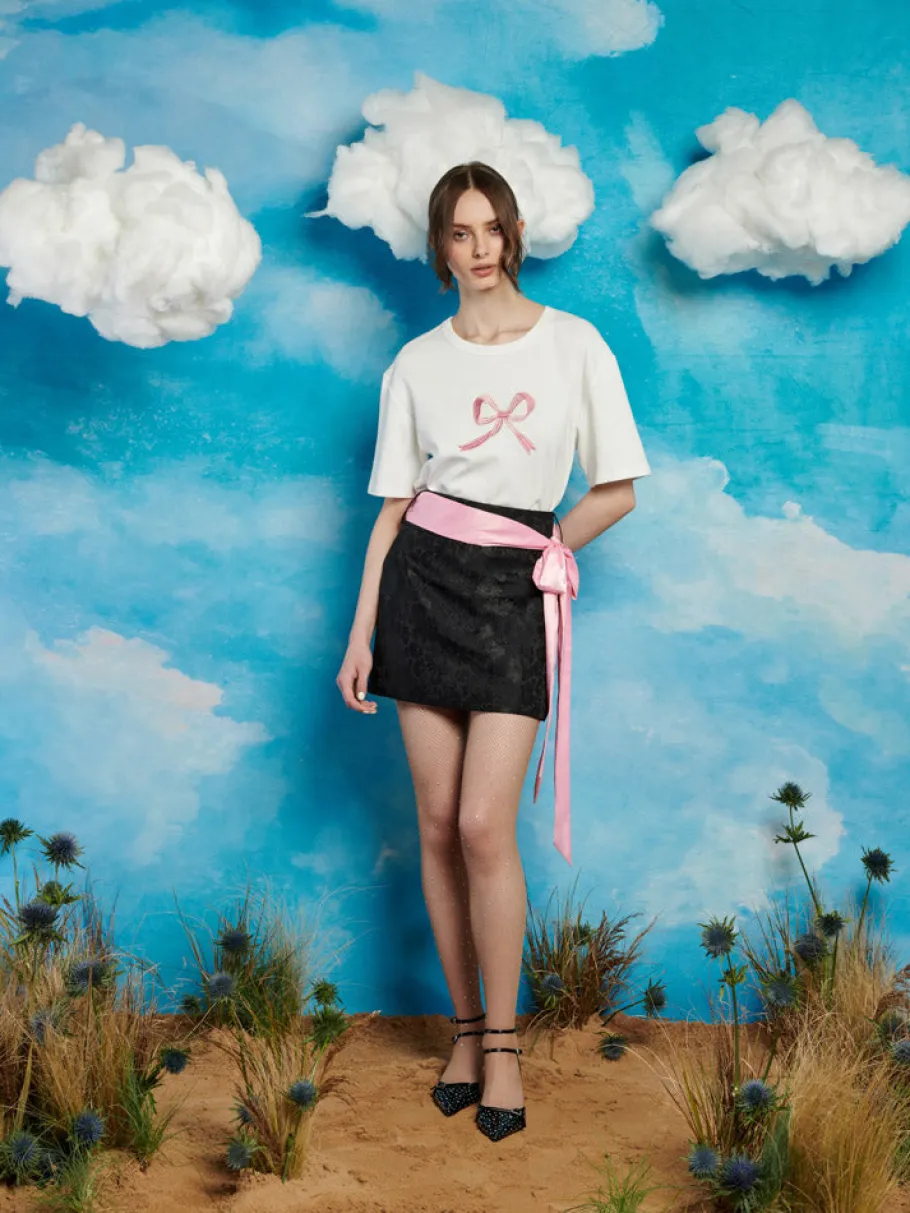 Sister Jane Rory Bow Embroidered T-shirt | Women Tops | Shirts