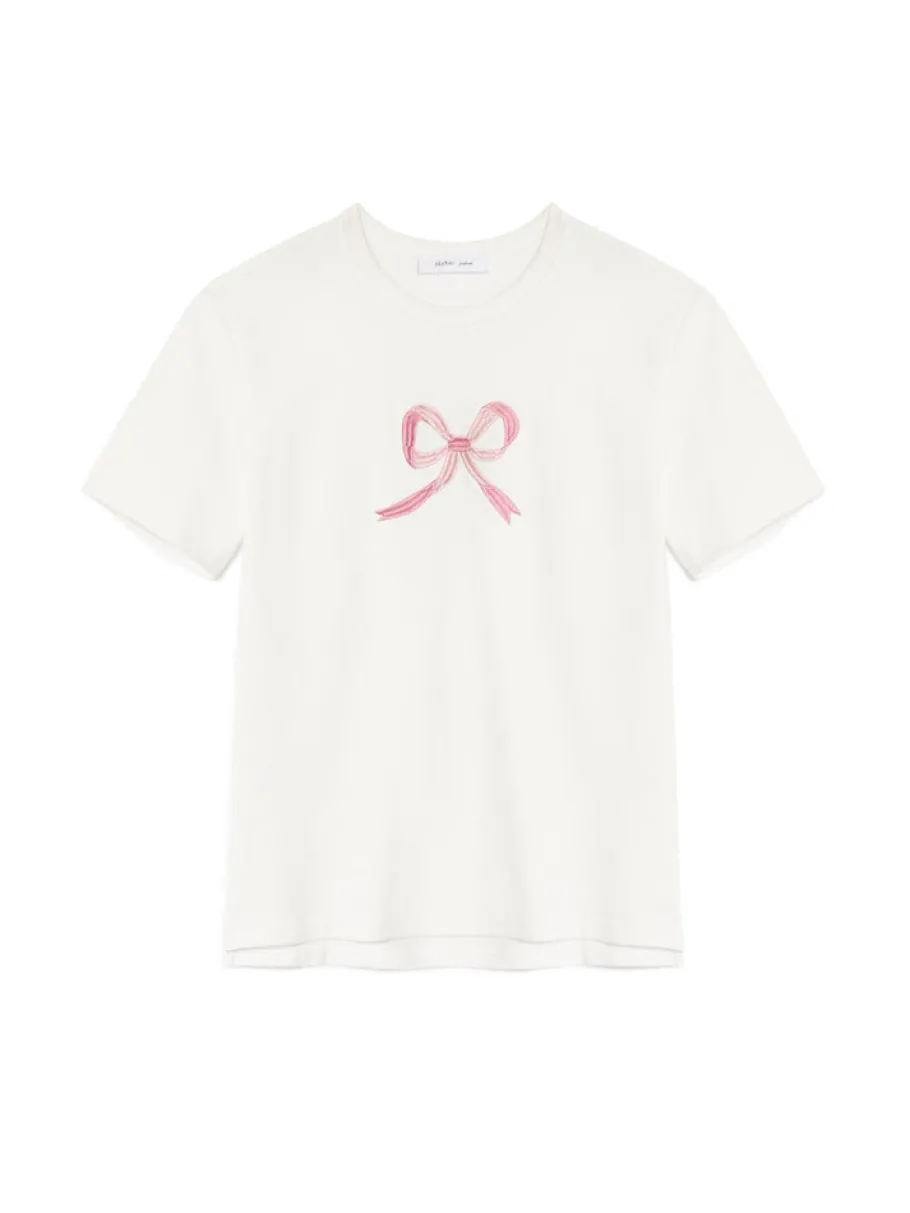 Sister Jane Rory Bow Embroidered T-shirt | Women Tops | Shirts